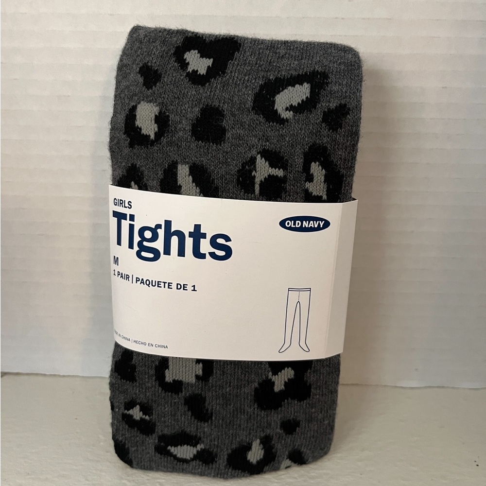 🐠Old Navy Girls Medium Tights. Cheetah Print. Black and Gray. New with Tags.